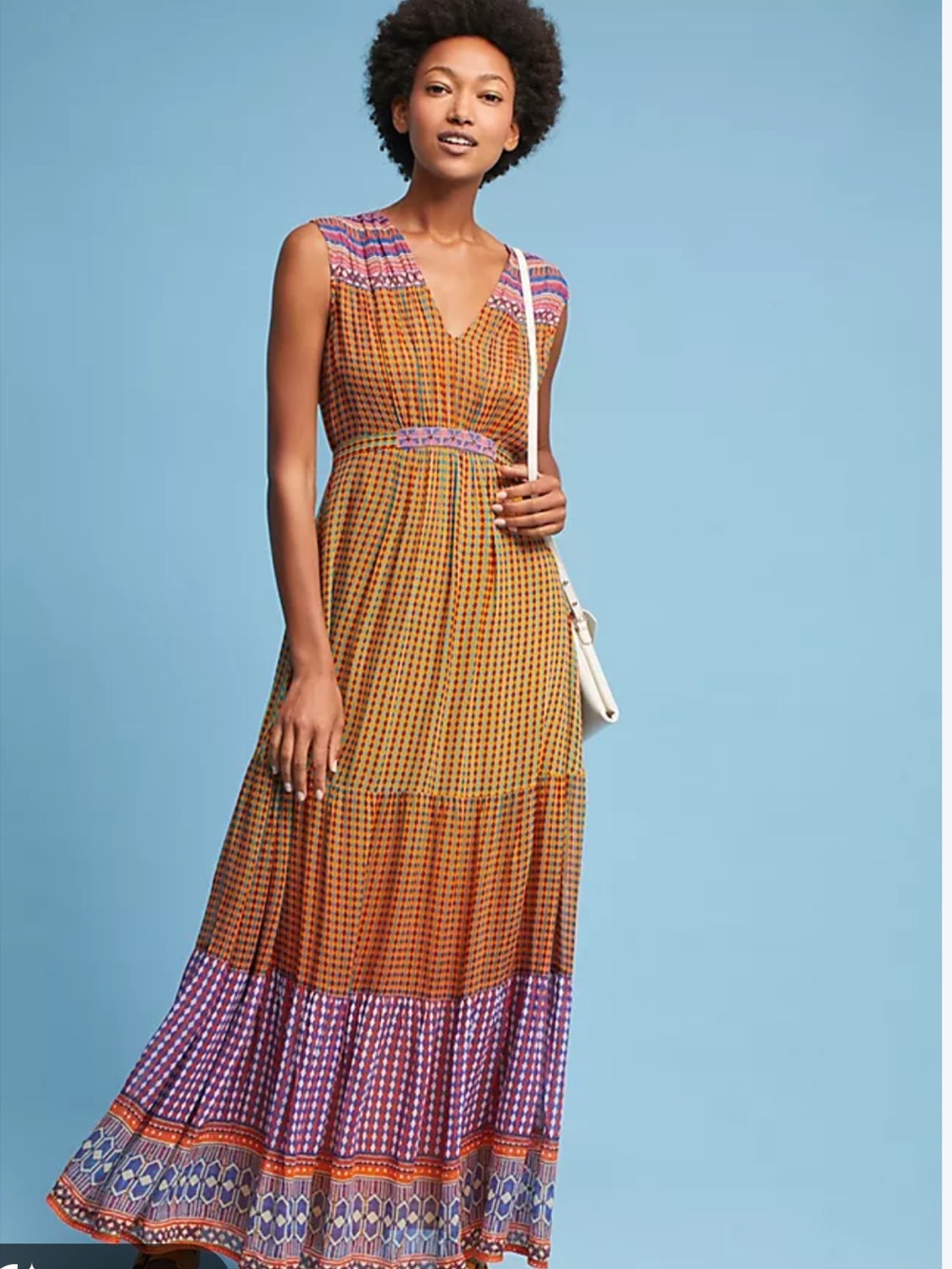 Anthropologie Tandi Kedia Aelyn Embroidered Beaded Full Maxi Dress w Tie. SZ 4
